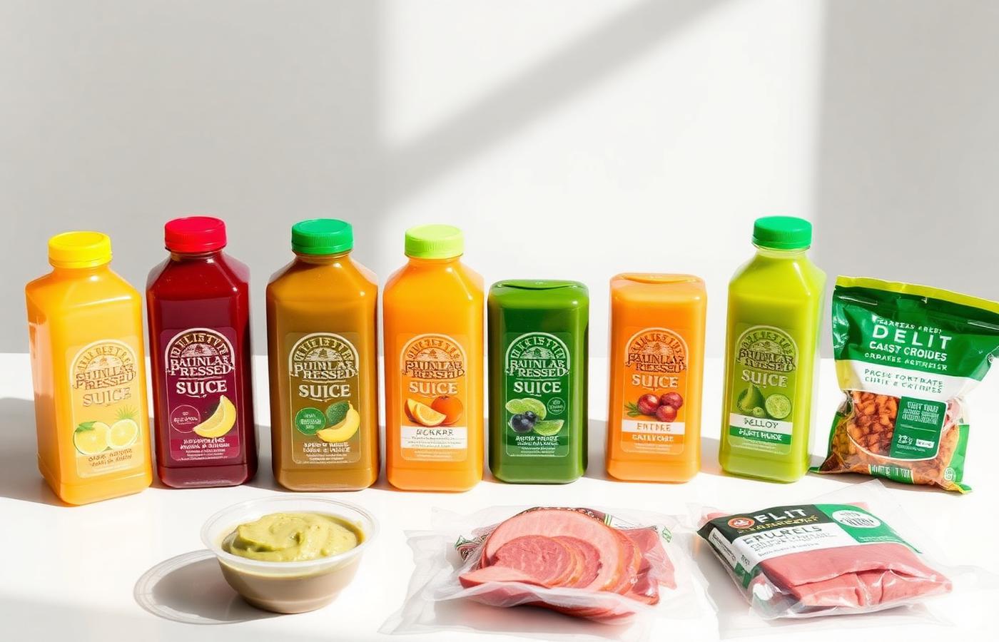 Cold-pressed juices, guacamole, and packaged deli meats processed with HPP